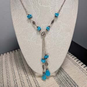 Sterling Silver 925 Turquoise Lariat Necklace